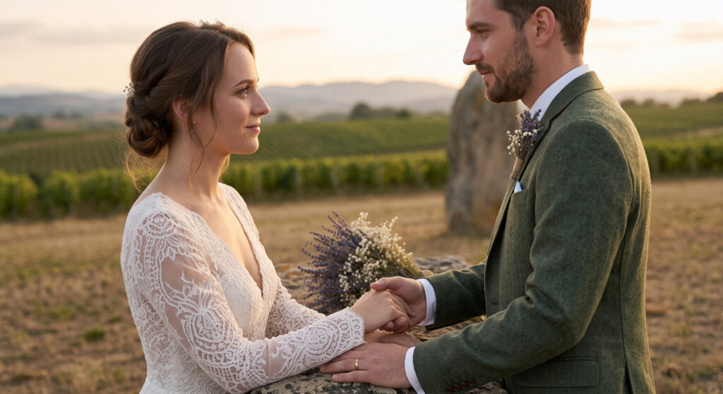Hand Holding after wedding in the middle of stone circle in kent